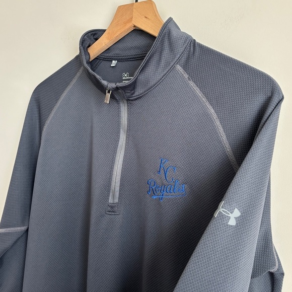 Under Armour Men's KC Kansas City Royals 1/4 Zip Long Sleeve Pullover Top Size M - Picture 2 of 5